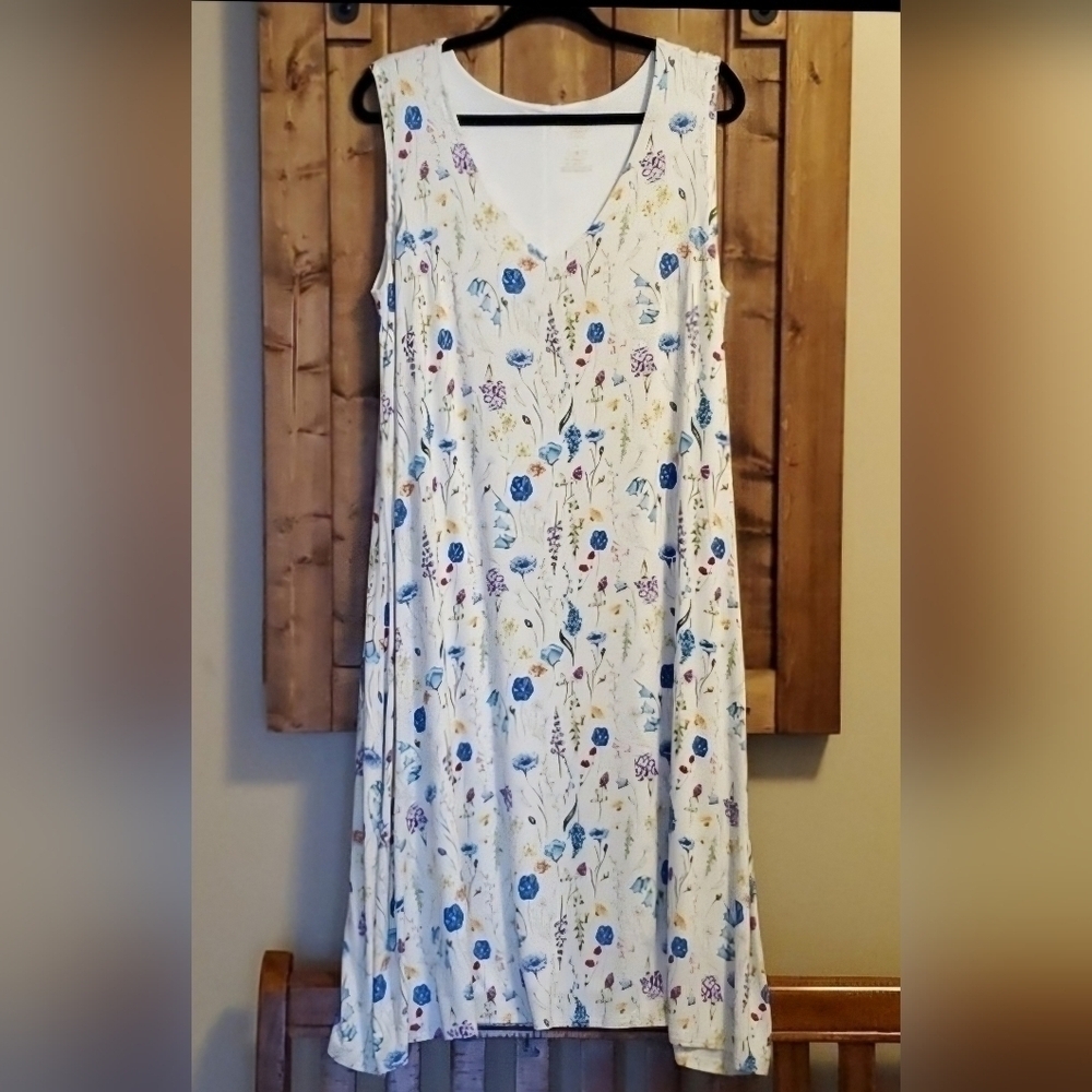 Blue Sky Clothing Multicolor Floral  Bamboo Sleeveless Dress L
